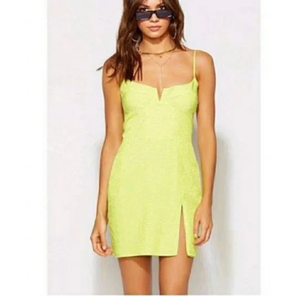 Blue Life Neon Yellow Animal Print Mini Dress Size Large